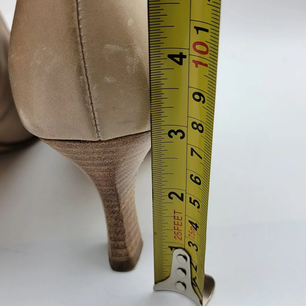 Aquatalia‎ Marvin K Beige Leather Studded Peep Toe Ankle Boots Made in Italy 8